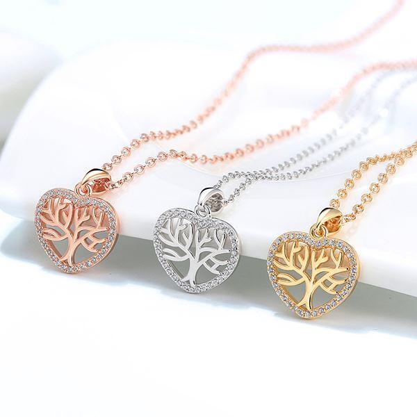 To My Mother, Strong Roots - Tree of Life Mini Heart Pendant Necklace Gift