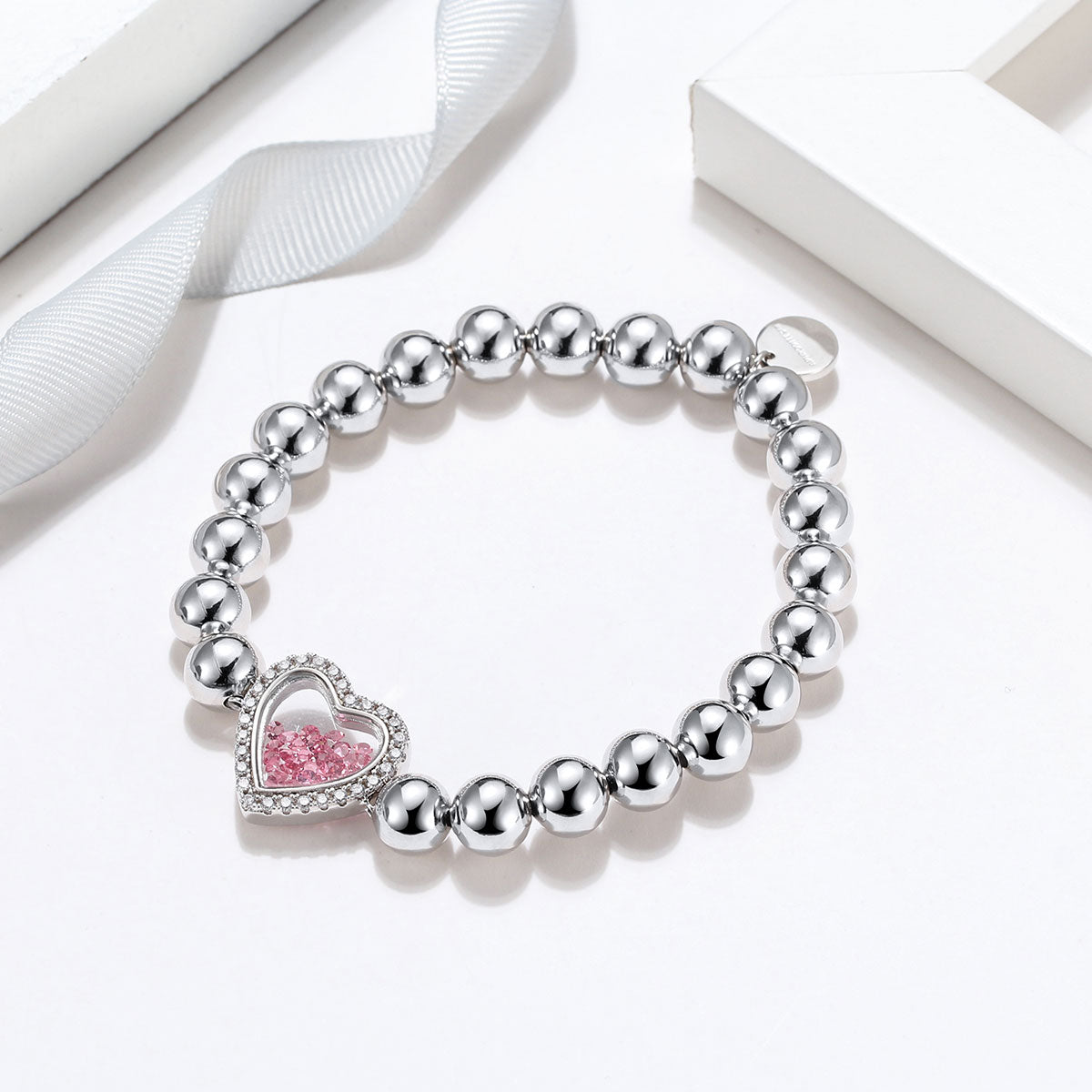 Shimmering Heart Crystal Shaker Bracelet and Necklace Set