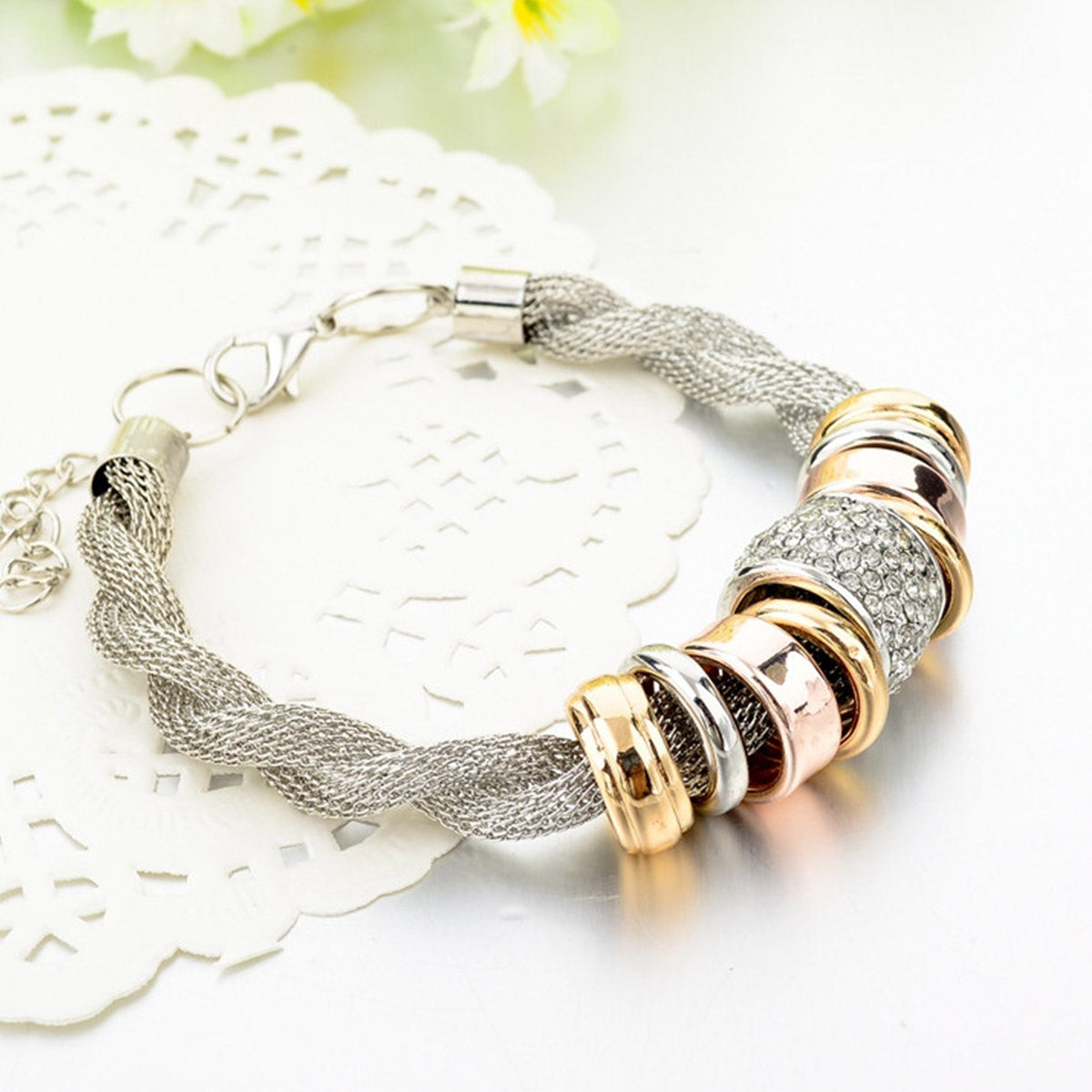 Entwined Silver Metal Bracelet Necklace Bundle Offer