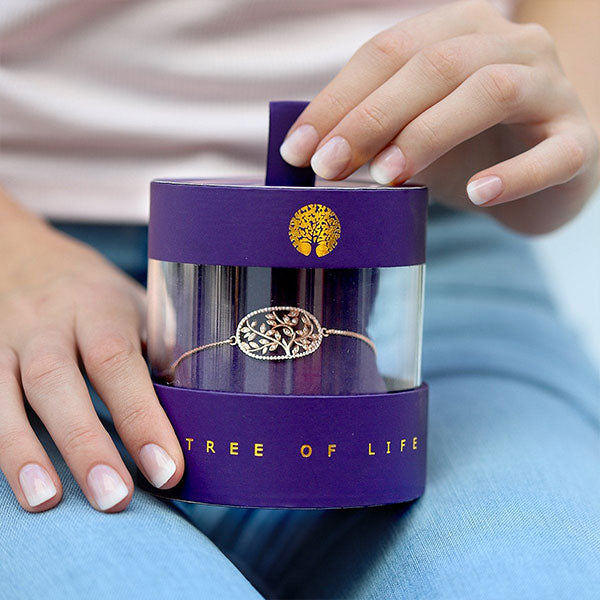 Tree of Life Window Box - Tree of Life Rose Gold Oval Slider Bracelet