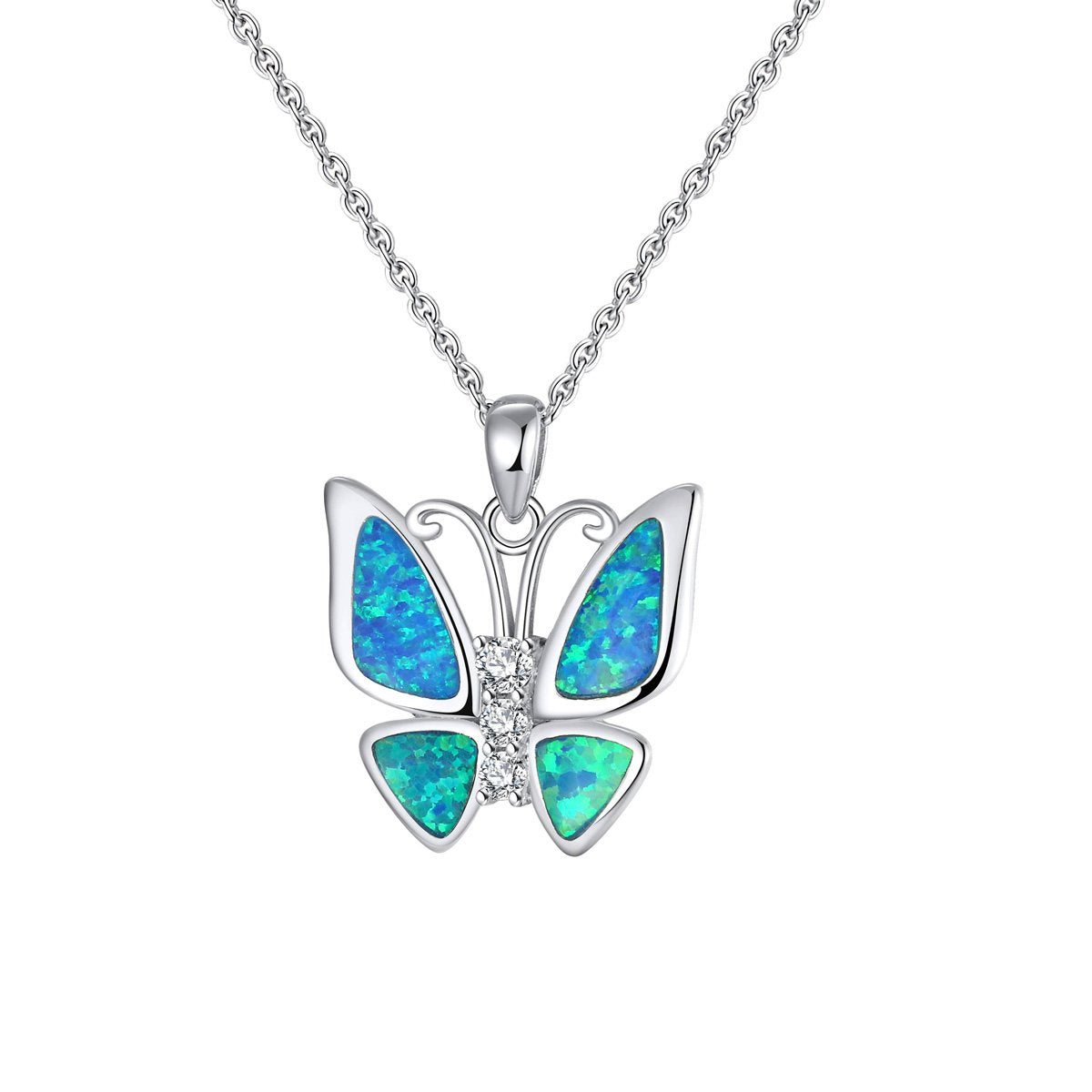 Fire Opal Butterfly Necklace
