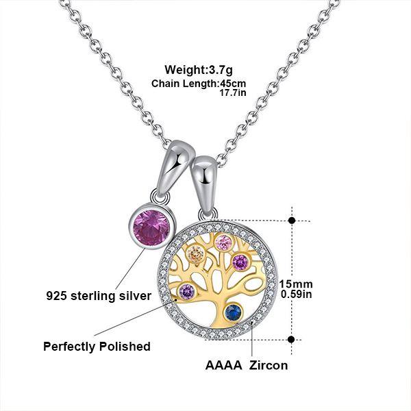 Tree of Life Rainbow Crystal Mini Pendant Necklace