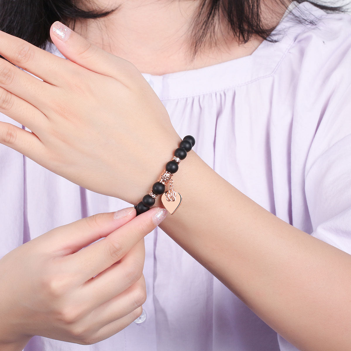 Black Rose Beaded Bracelet