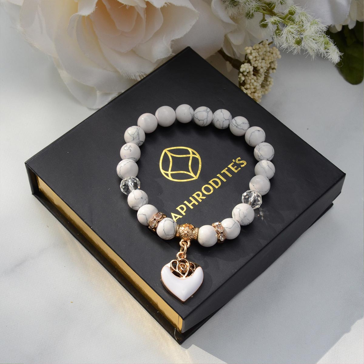 White Rose Beaded Bracelet