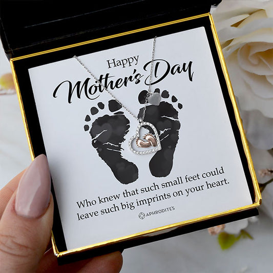 Big Imprint, Happy Mother's Day - Baby Feet Heart Pendant Necklace Gift Set