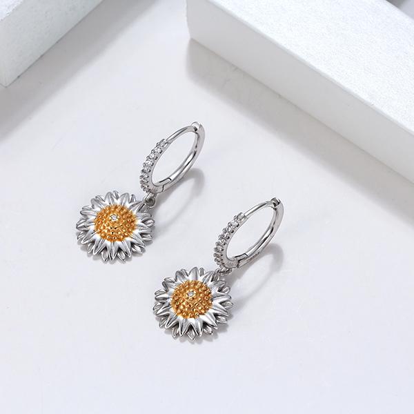 Brilliant Sunflower Pave Mini Hoop Earrings