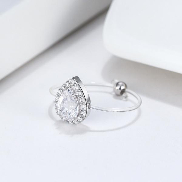 Spellbound Sterling Silver Pear Cut Halo Ring