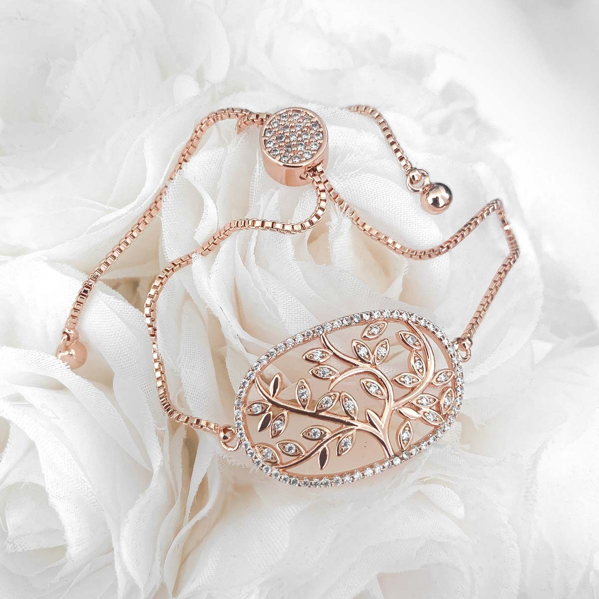 Tree of Life Window Box - Tree of Life Rose Gold Oval Slider Bracelet