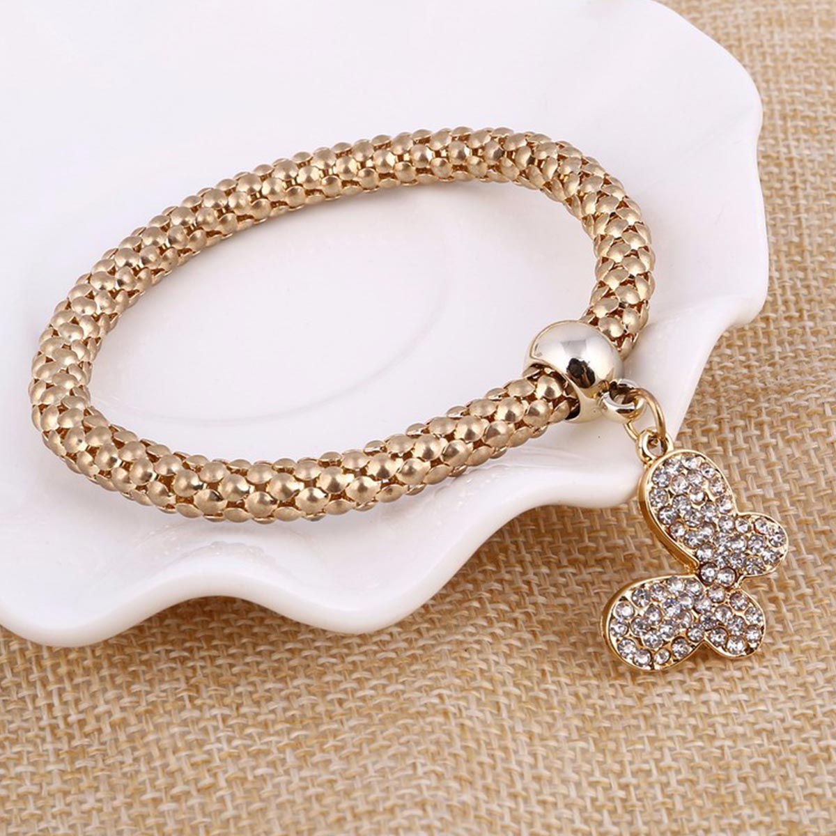Magic in a Box - 3 Solid Butterfly Charm Bracelets Gift Sets