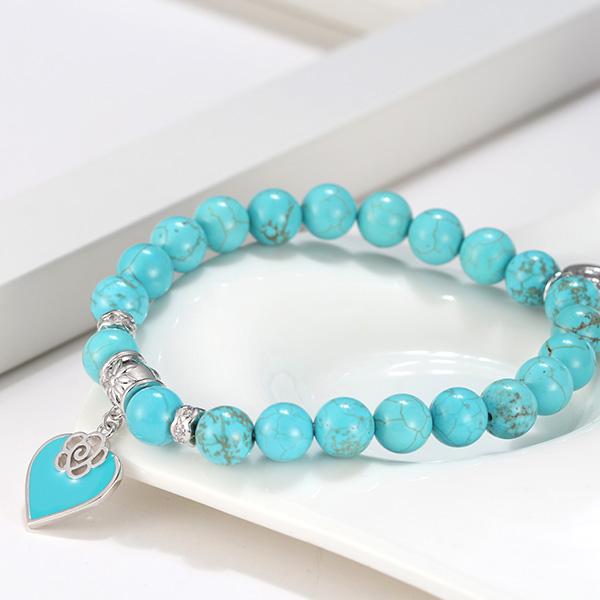 Turquoise Rose Beaded Bracelet