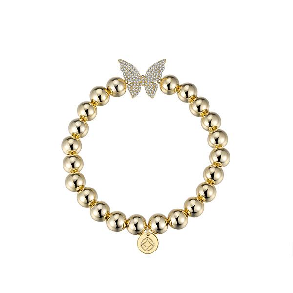 Glitz and Glam Pave Butterfly Beaded Bracelet