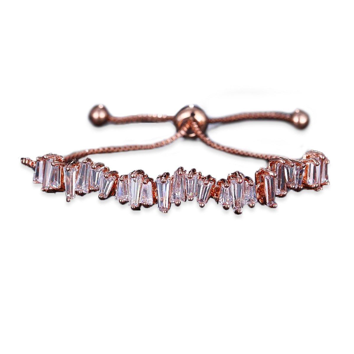 2 Sets of Baguette Crystal Adjustable Bracelet Trio