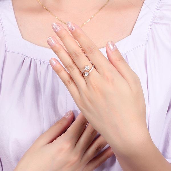 Classique Sterling Silver Double Bezel CZ Twist Ring