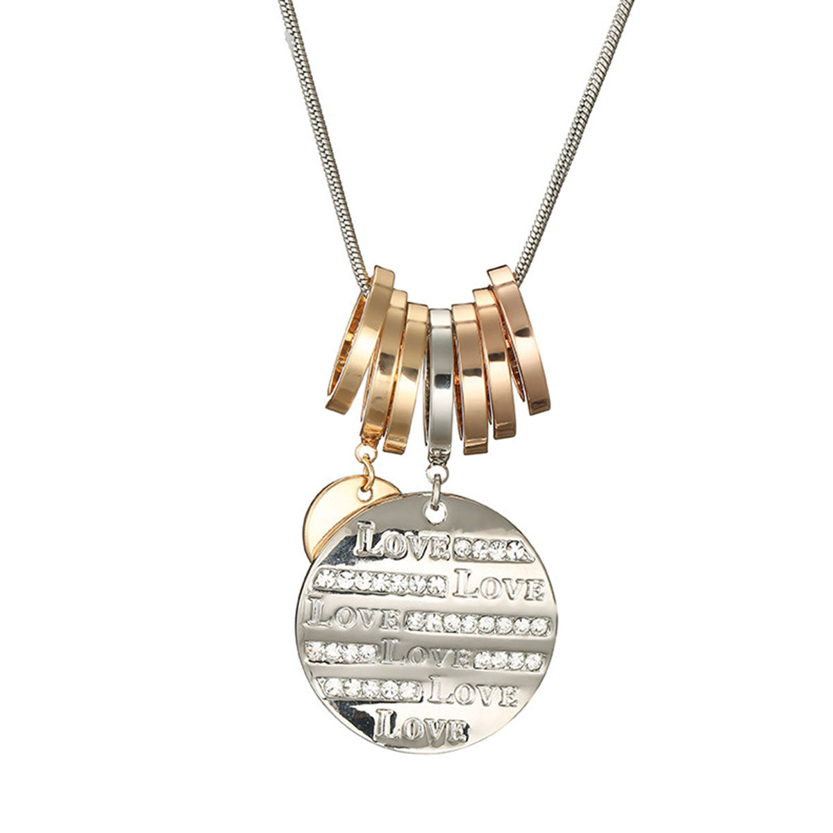 Love Crystal Tag Necklace & Crystal Heart Tag Charm Bracelet