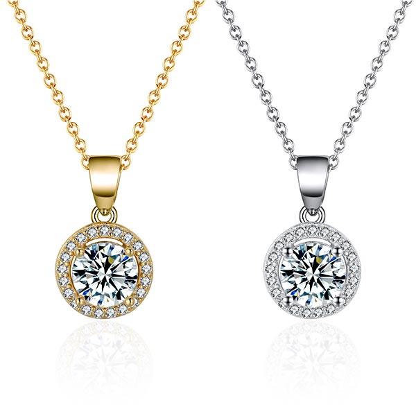 Classique Sterling Silver Halo Pendant Necklace