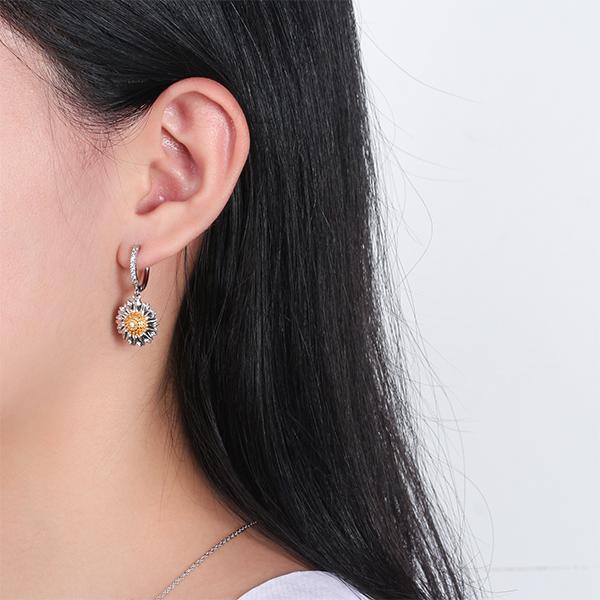 Brilliant Sunflower Pave Mini Hoop Earrings