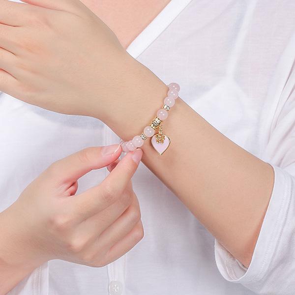 Pink Rose Beaded Bracelet