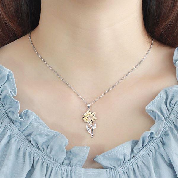 3 Sets of Golden Sunflower Sterling Silver Pendant Necklace