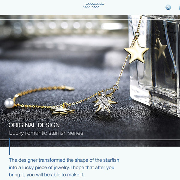 Golden Starfish Charm Bracelet