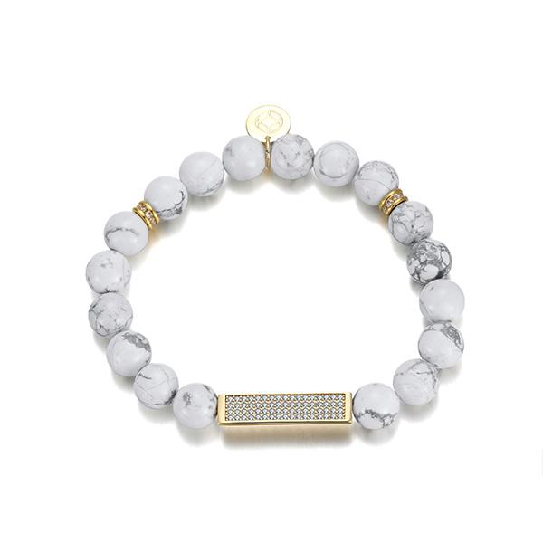 White Rose Yellow Gold Pave Bar Bracelet
