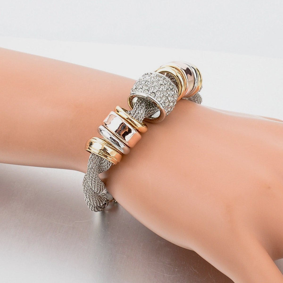 Entwined Silver Metal Bracelet