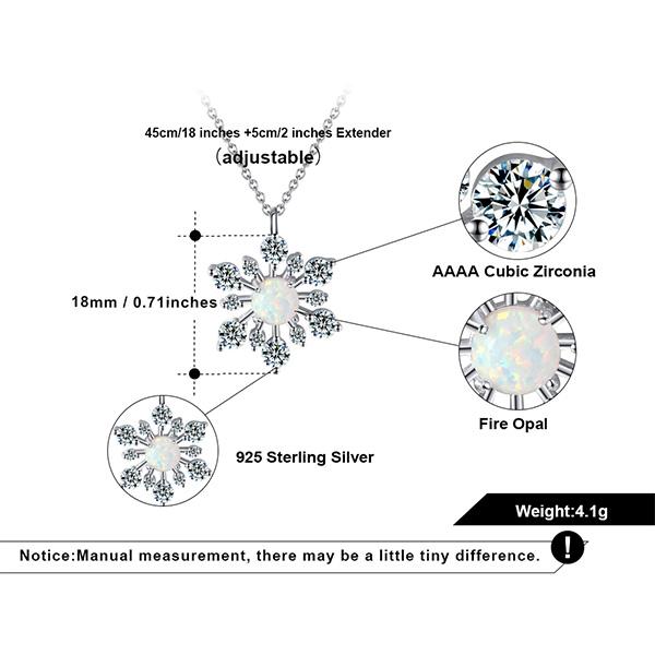 Irridescent Opal Sterling Silver Snowflake Pendant Necklace