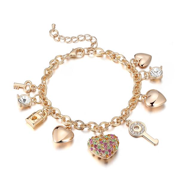 Tropic Crystals Love Locked Charm Bracelet