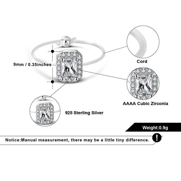 Spellbound Sterling Silver Emerald Cut Halo Ring