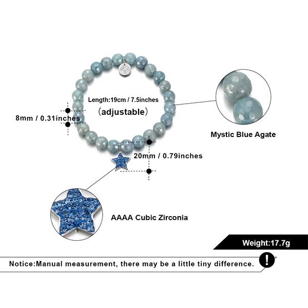 Mystic Blue Star Beaded Charm Bracelet
