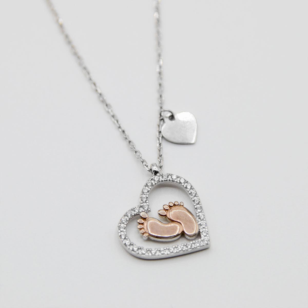Dear Mummy, This Mother's Day - Baby Feet Heart Pendant Necklace Gift Set