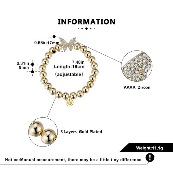 2 Sets of Glitz and Glam Pave Butterfly Beaded Bracelet