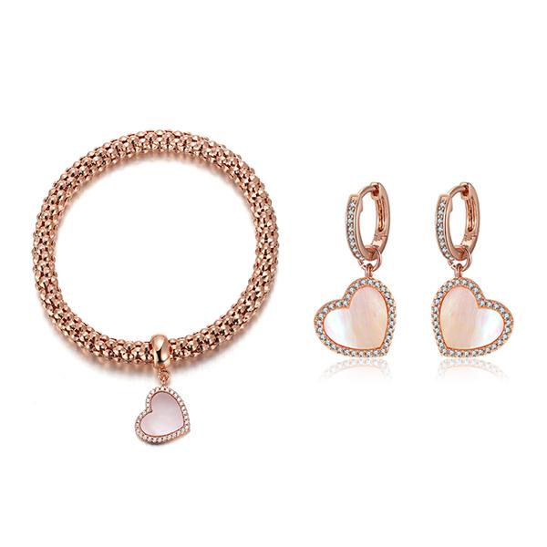 Pink Satin Pave Heart Set