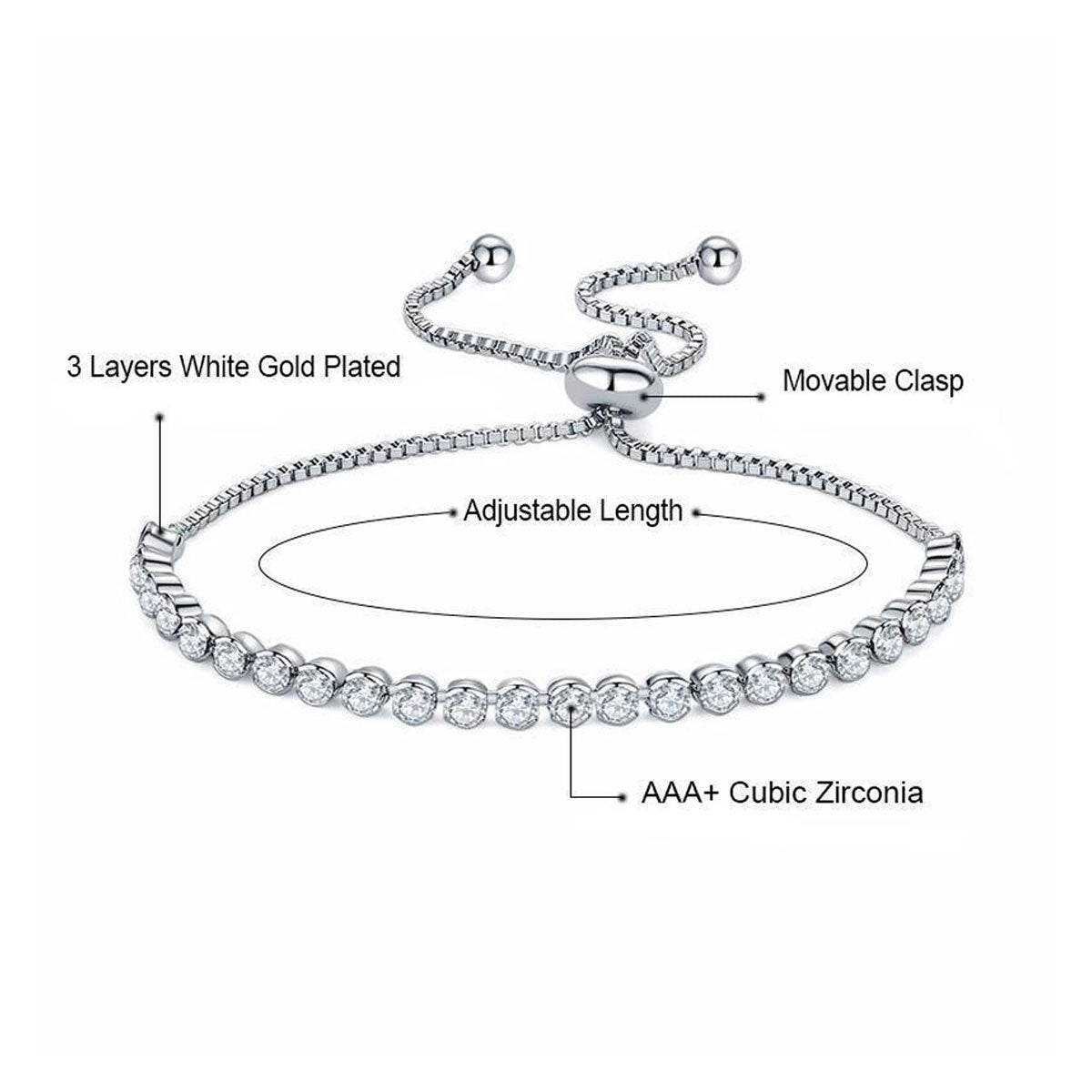 Rhinestone Adjustable Tennis Bracelet