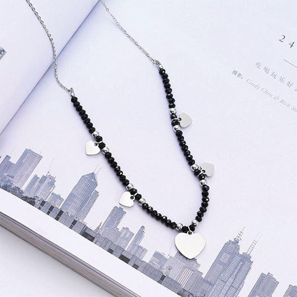 Steel Hearts Beaded Necklace