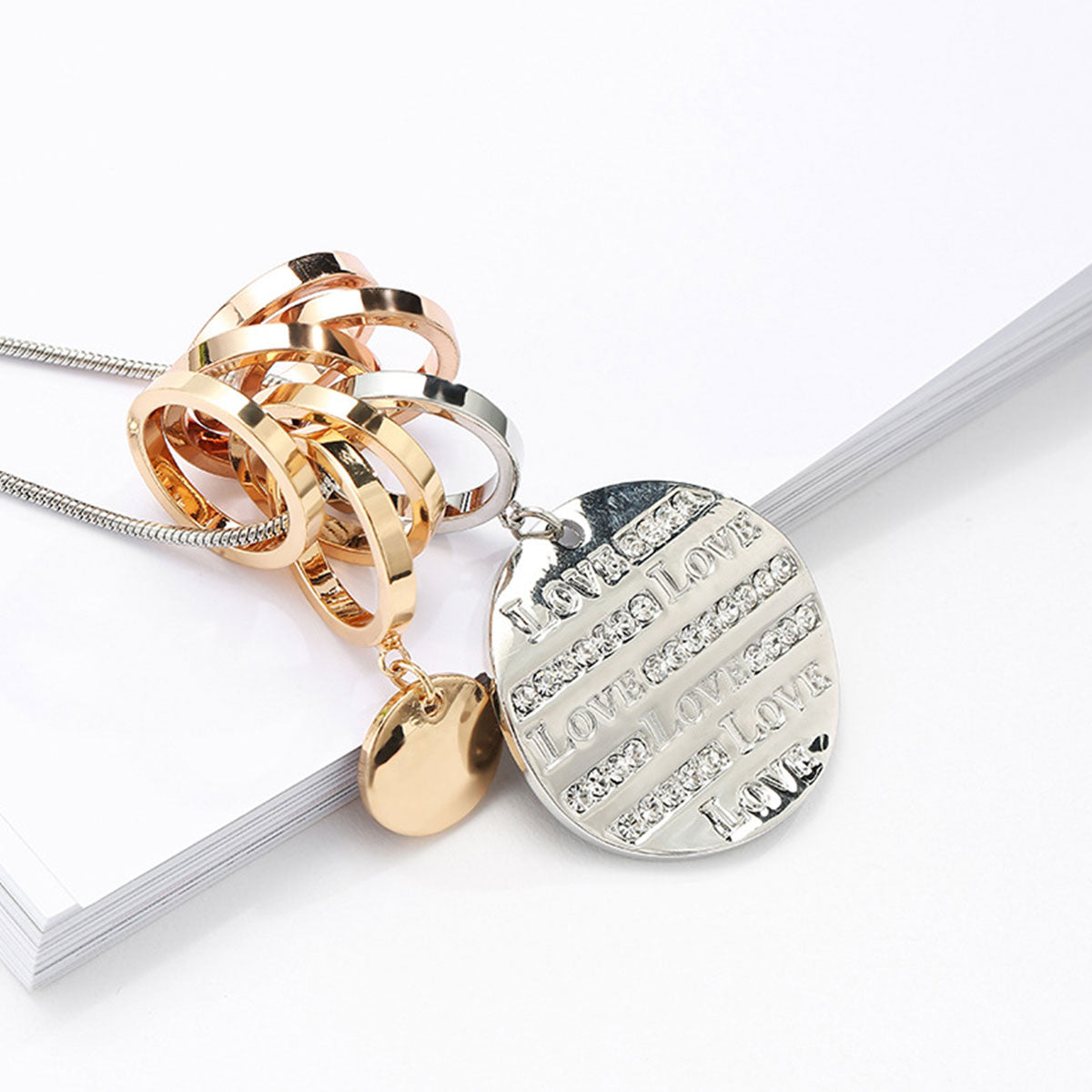 Love Crystal Tag Necklace & Crystal Heart Tag Charm Bracelet