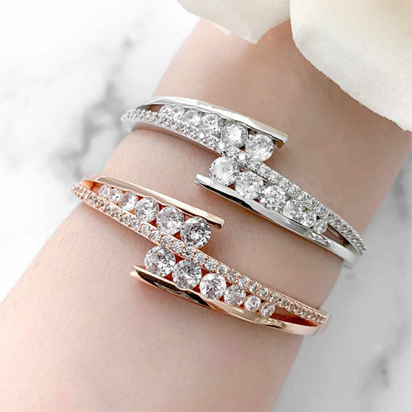 Twin Crystals Bangle Bracelet