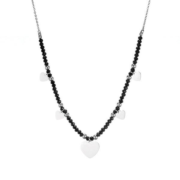 Steel Hearts Beaded Necklace