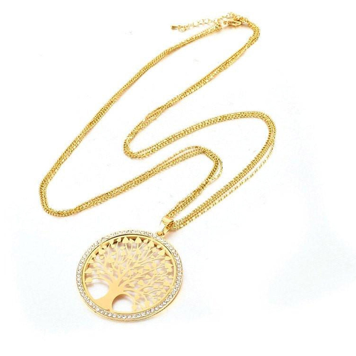 3 Sets of Tree of Life - Pendant Necklace With Rhinestones