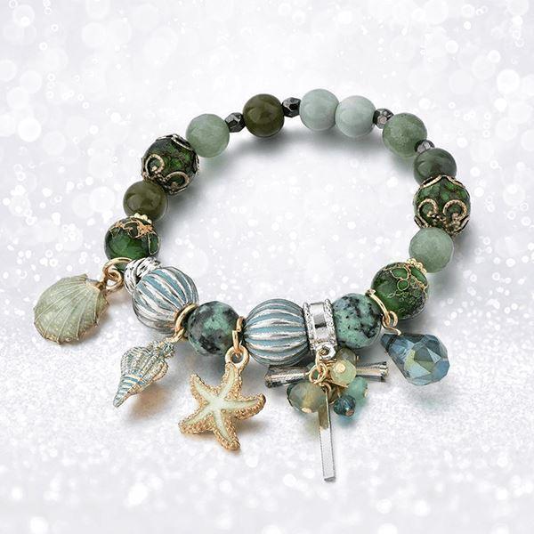 Seaside Summer Beaded Bracelet (Pink and Blue)