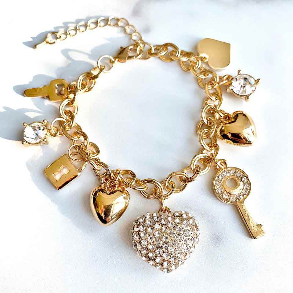 Magic in a Box - Love Locked Gold Charm Bracelet