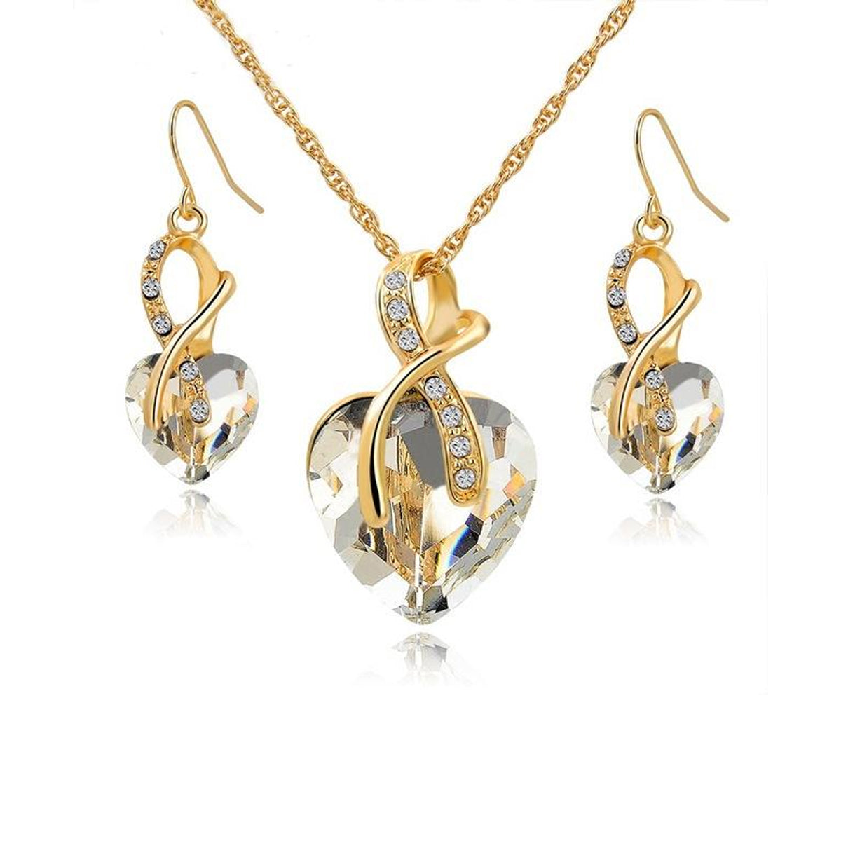 Wishful Heart Necklace and Earrings Set