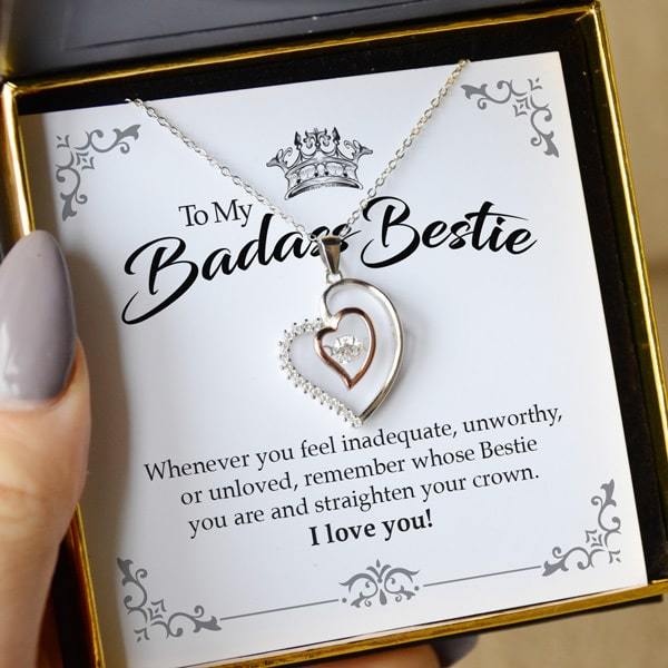 Bestie, Straighten Your Crown - Luxe Heart Necklace Gift Bundle