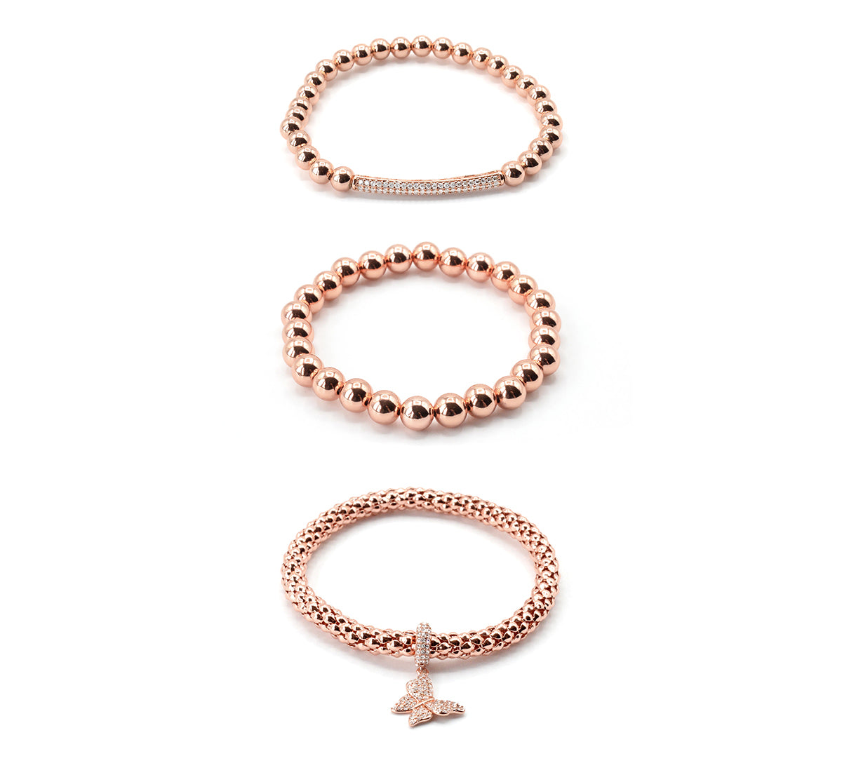 Bejeweled Pave Butterfly Bracelet Set