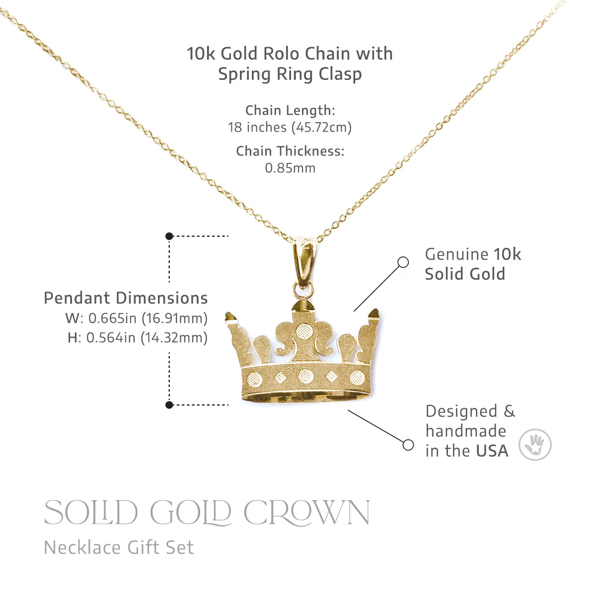 To My Badass Wife - Solid Gold Crown Necklace Gift Set