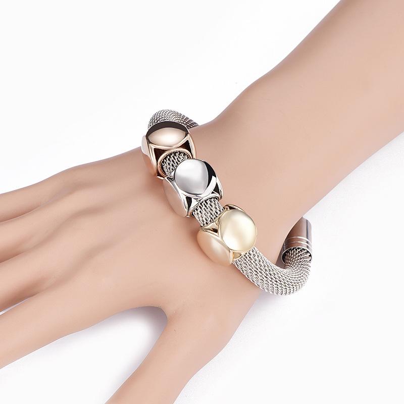3 Sets of Cube Charms Metal Bracelet