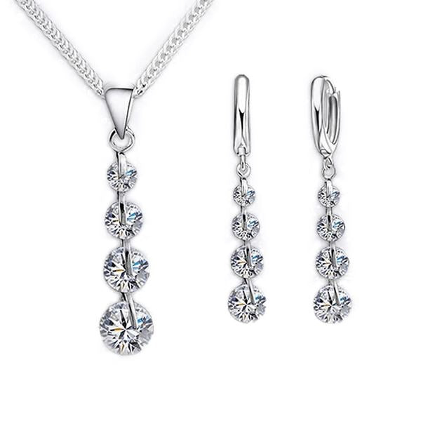 Classic Sparkle Crystal Necklace & Earrings Set