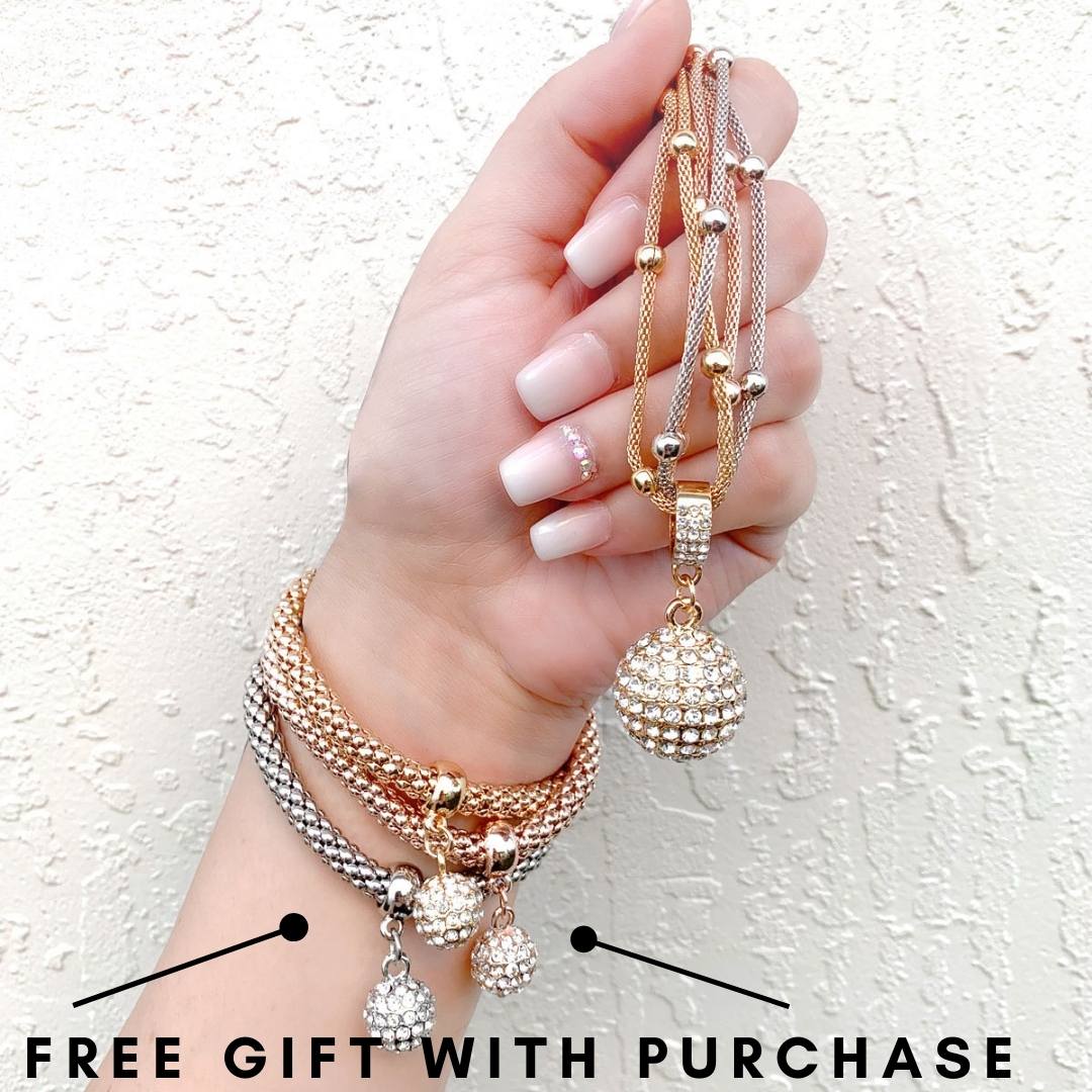 Gold Ball Necklace with FREE Matching Bracelets ($30 Value)