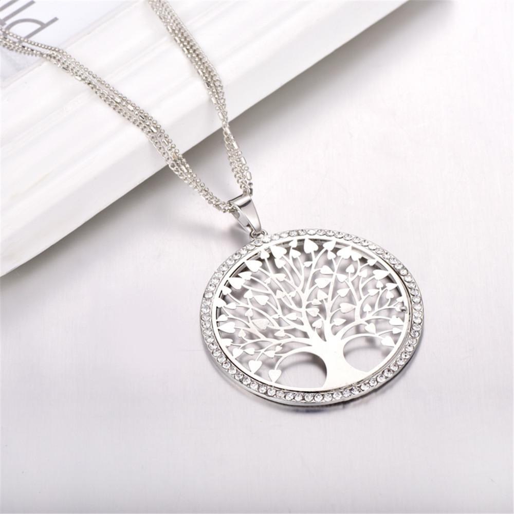 Tree of Life Pendant Necklace with Rhinestones & Crystals