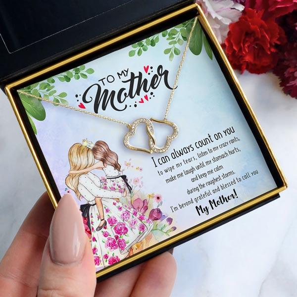 To My Mother Joined Hearts Necklace