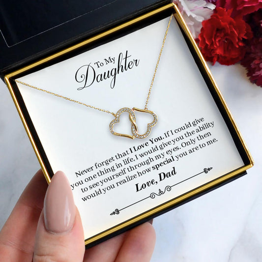 To My Daughter, Love Dad Joined Hearts Necklace